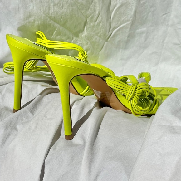 NWOT Vibrant Green Wrap Knot Woven Stiletto Open Toe Heels - Picture 5 of 7